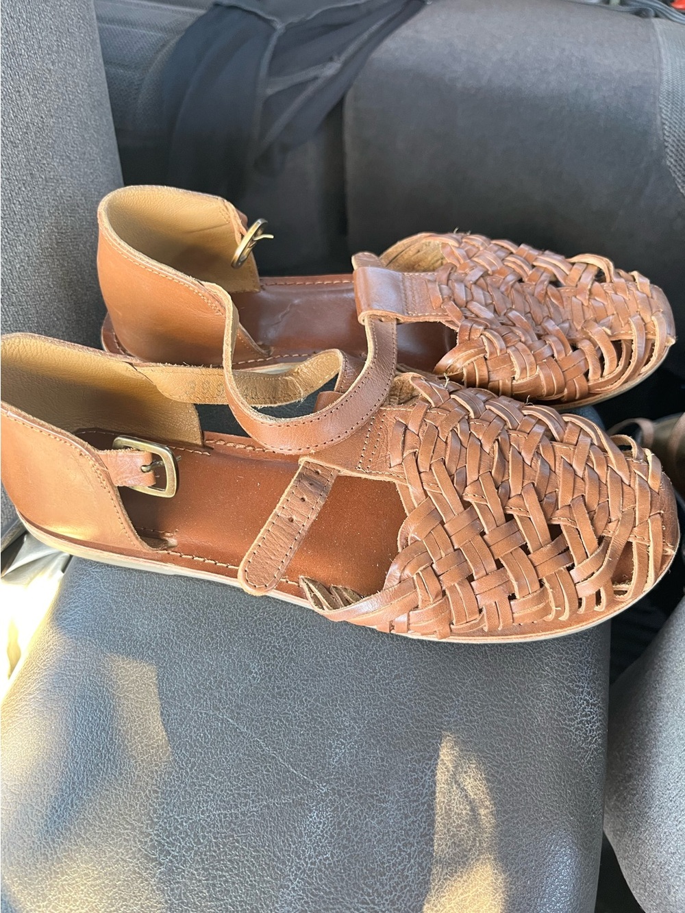 ASOS Braided Leather Slingback Sandals in Brown